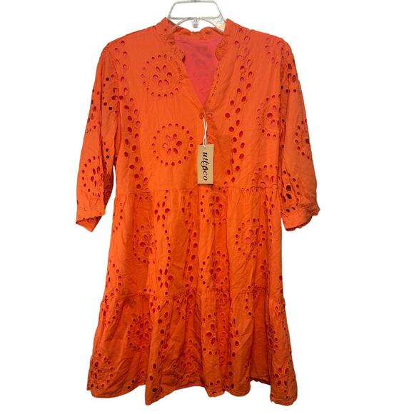 Orange Eyelet Dress - Picture 1 of 4